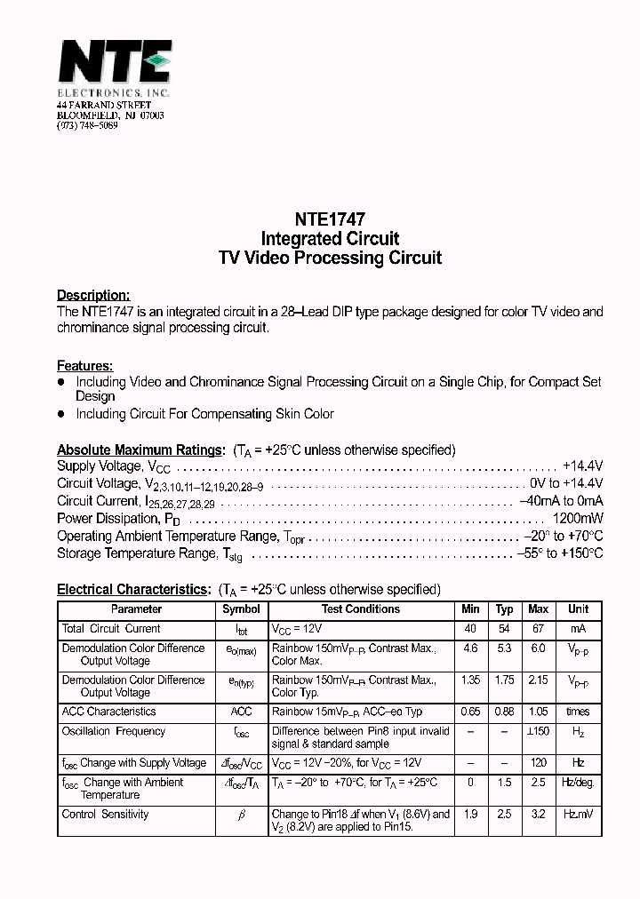 NTE1747_458346.PDF Datasheet