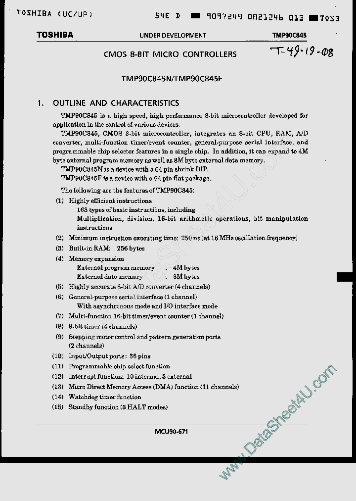 TMP90C845F_463378.PDF Datasheet