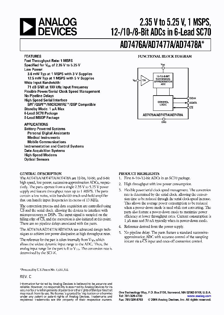 AD7476AAKS-REEL_517318.PDF Datasheet