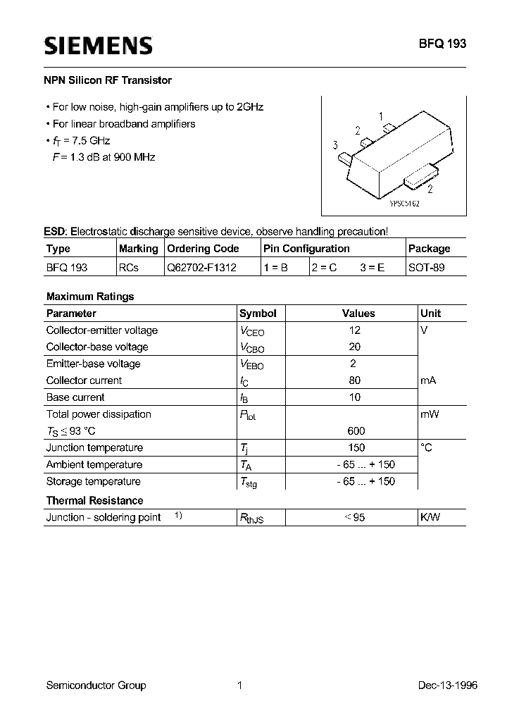 BFQ193_555489.PDF Datasheet