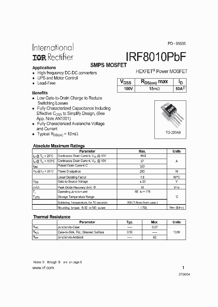 IRF8010PBF_542457.PDF Datasheet