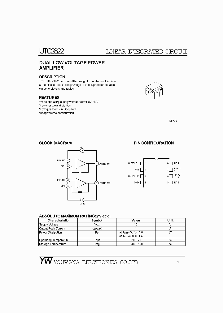UTC2822_501041.PDF Datasheet