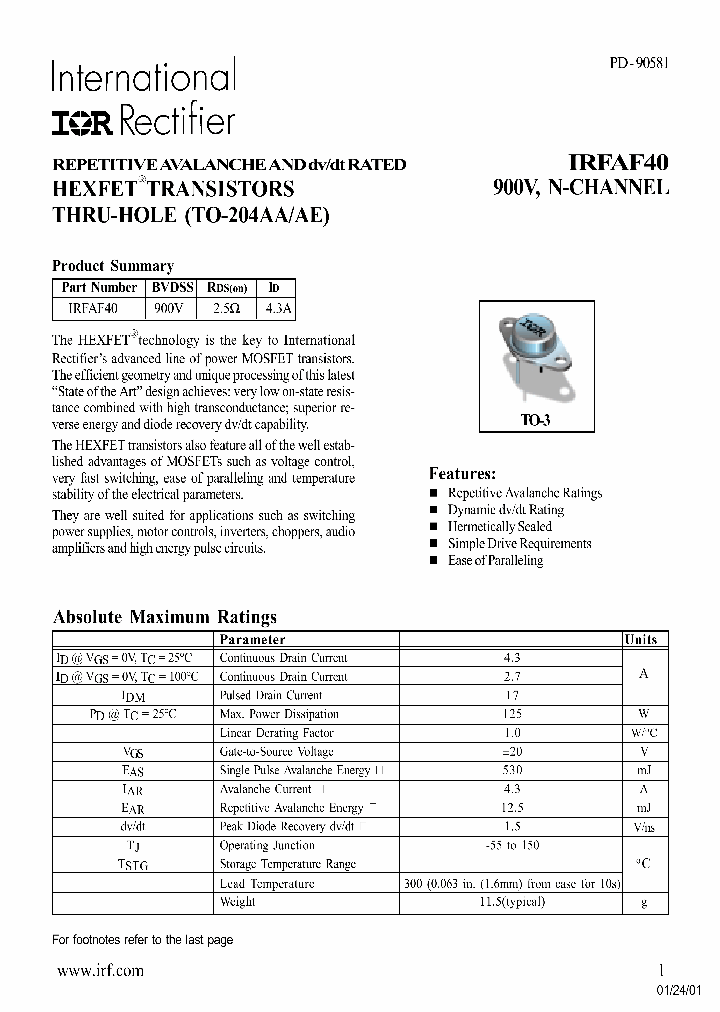 IRFAF40_626597.PDF Datasheet