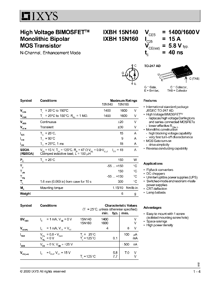 IXBH15N160_601166.PDF Datasheet