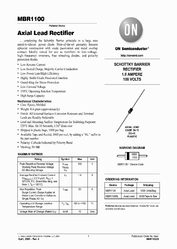 MBR1100RL_741837.PDF Datasheet