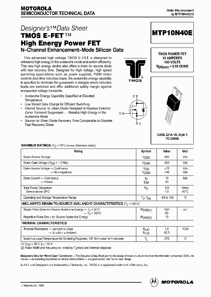 MTP10N40_64671.PDF Datasheet