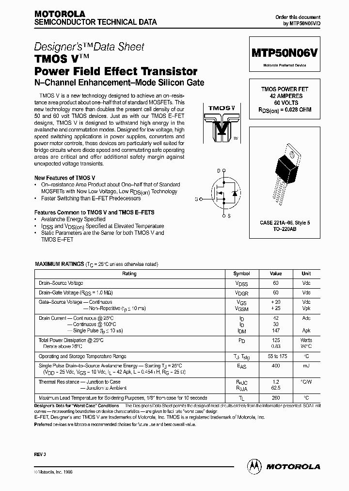 MTP50N06_64998.PDF Datasheet