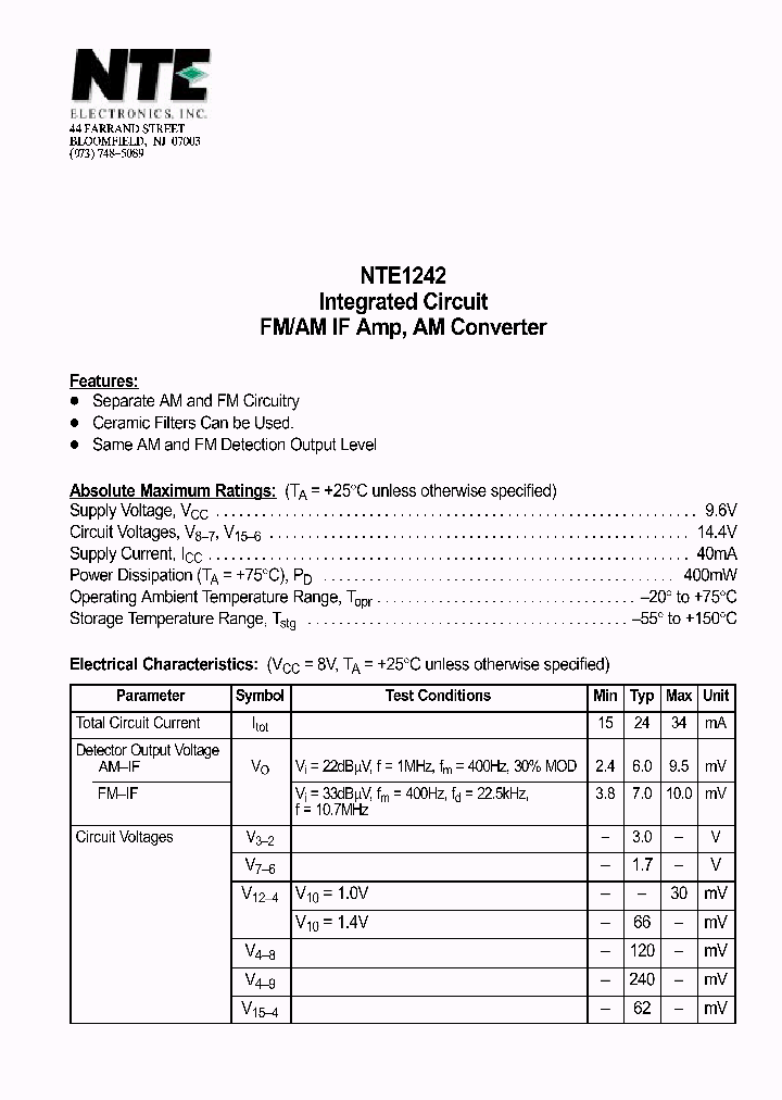 NTE1242_629700.PDF Datasheet