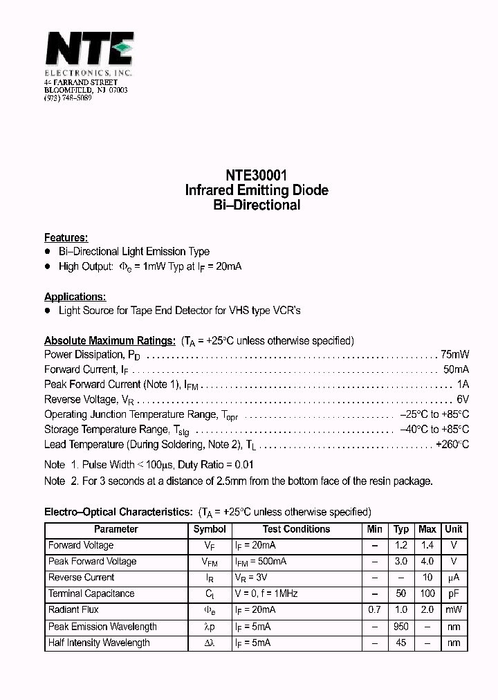 NTE30001_710418.PDF Datasheet