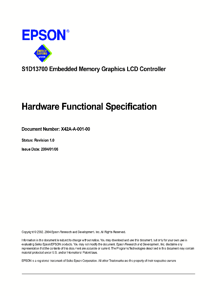 S1D13700_199060.PDF Datasheet