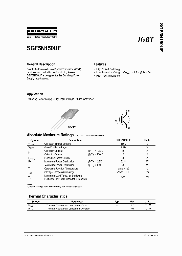 SGF5N150UF_562333.PDF Datasheet