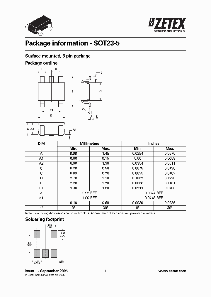 SOT23-5_600394.PDF Datasheet Download --- IC-ON-LINE