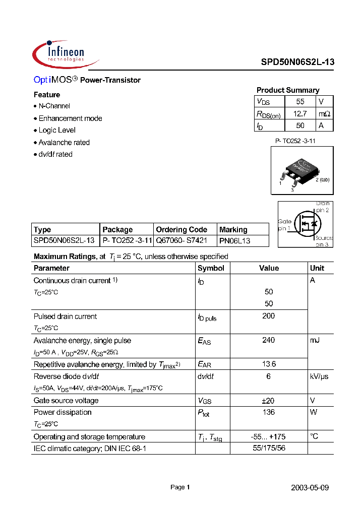 SPD50N06S2L-13_743485.PDF Datasheet