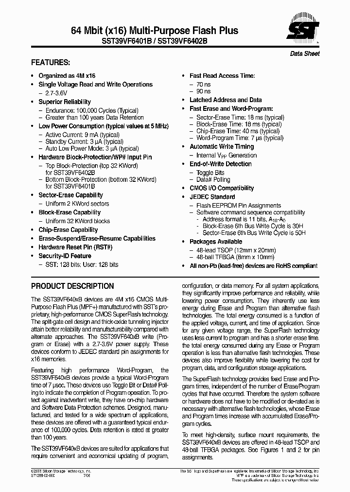 SST39VF6401B-70-4C-B1KE_588815.PDF Datasheet