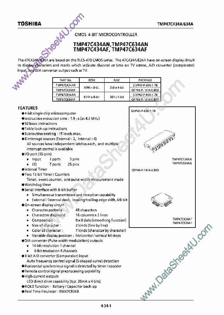 TMP47C434AN_622239.PDF Datasheet