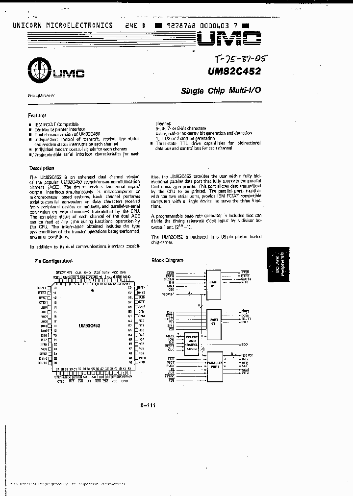 UM82C452_204199.PDF Datasheet