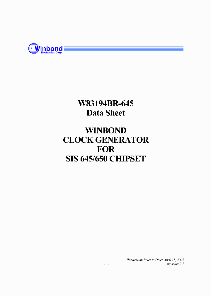 W83194BR-645_568601.PDF Datasheet
