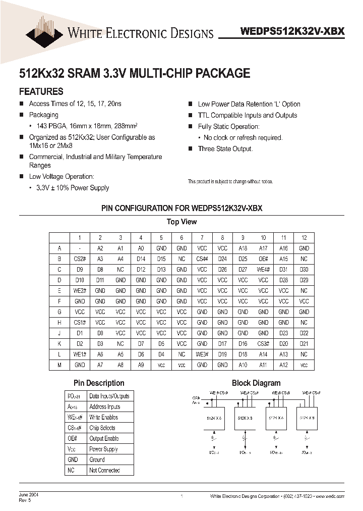 WEDPS512K32V-XBX_652134.PDF Datasheet