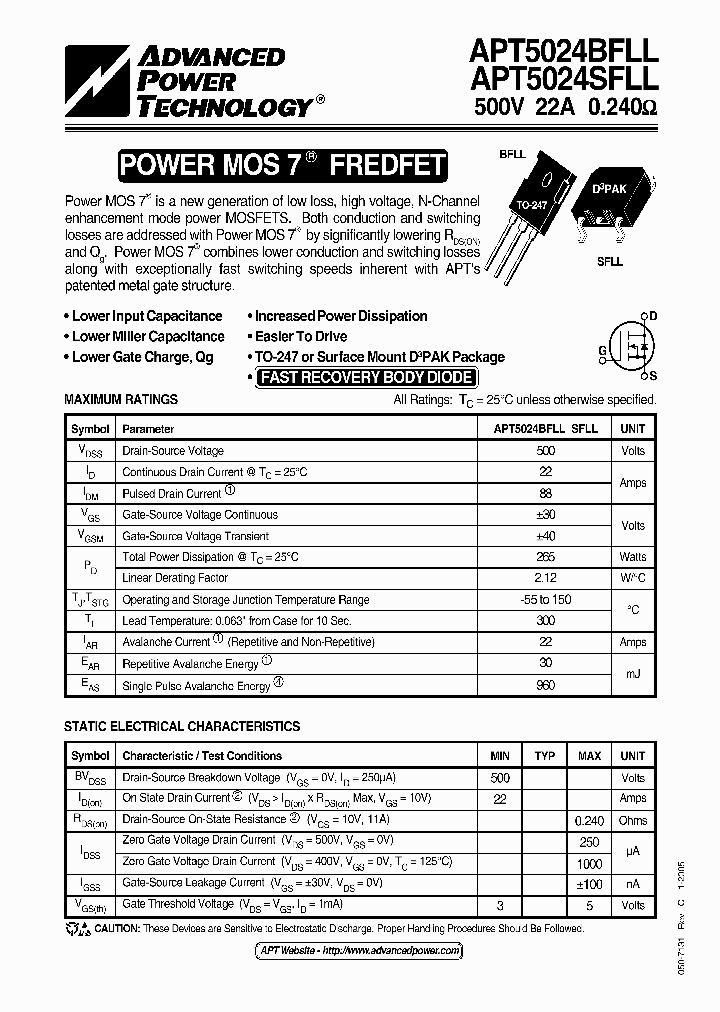 APT5024BFLL05_1013233.PDF Datasheet