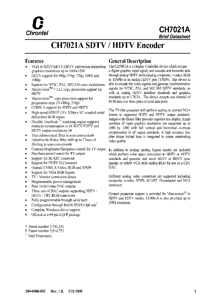 CH7021A_924103.PDF Datasheet