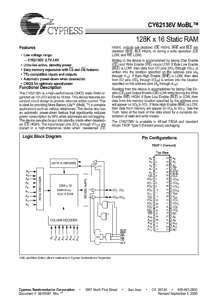 CY62136VLL-70BAI_889164.PDF Datasheet