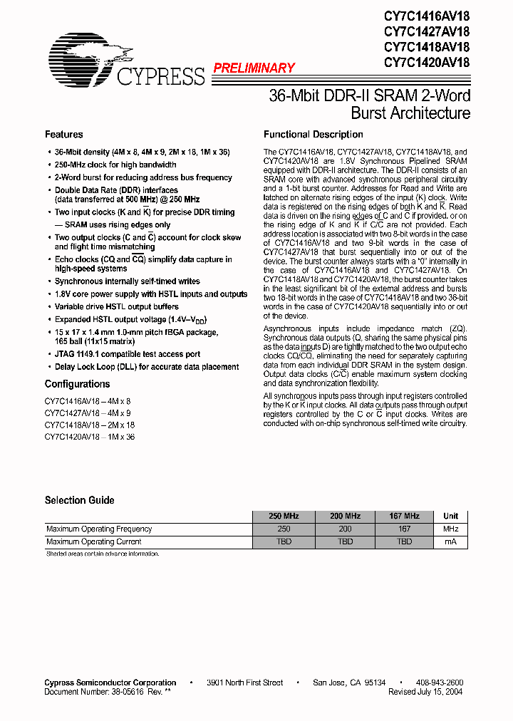 CY7C1418AV18-167BZC_691516.PDF Datasheet