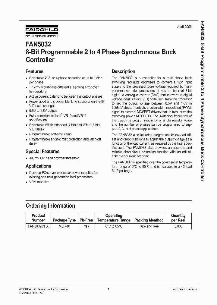 FAN5032MPX_1115893.PDF Datasheet