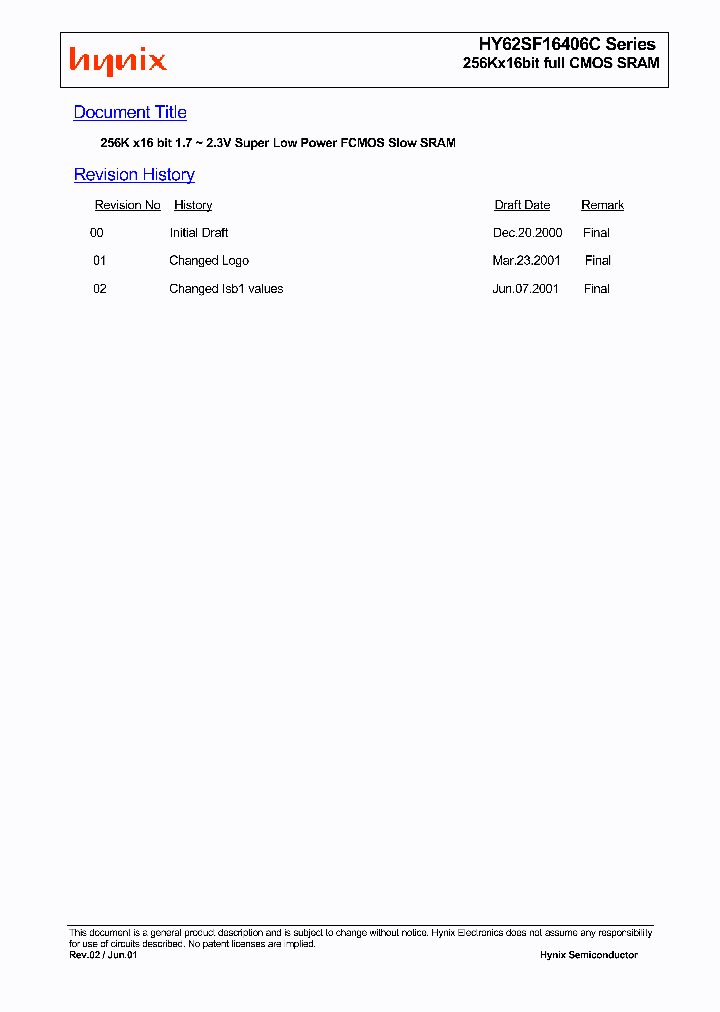 HY62SF16406C_683033.PDF Datasheet