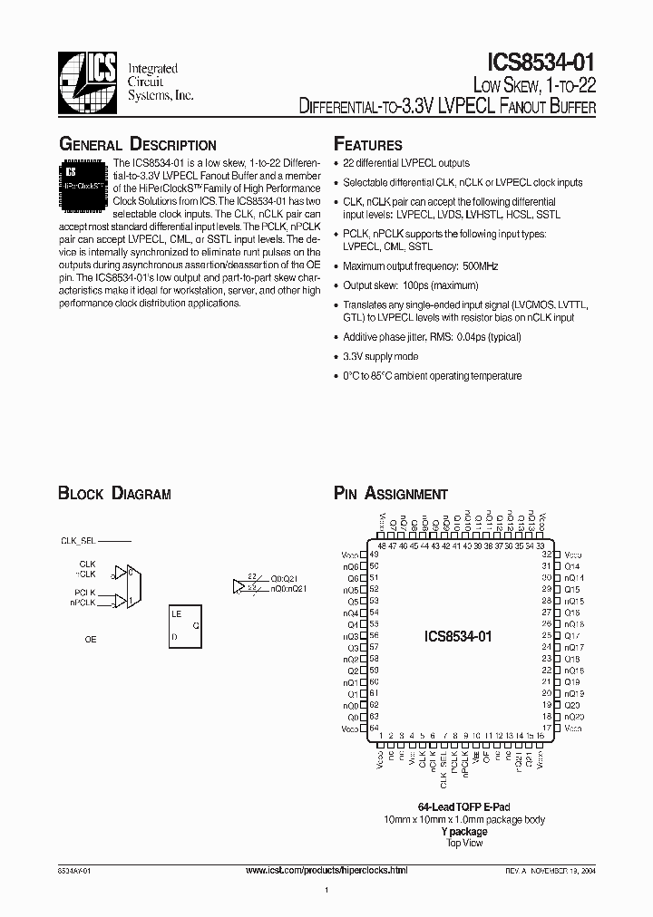 ICS8534-01_722280.PDF Datasheet