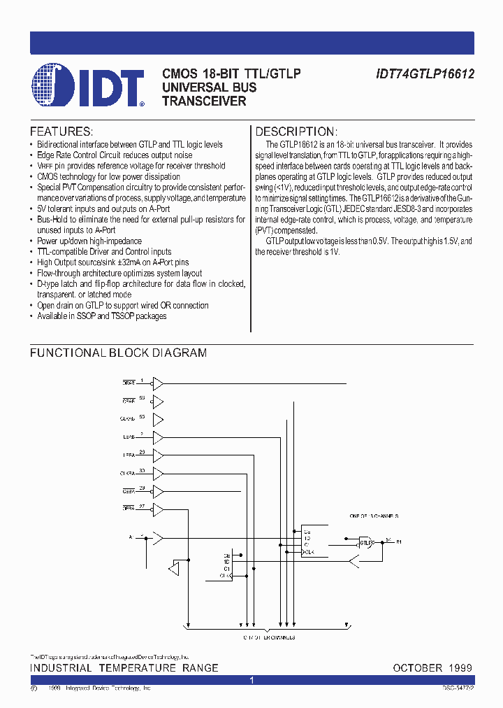 IDT74GTLP16612_1011373.PDF Datasheet