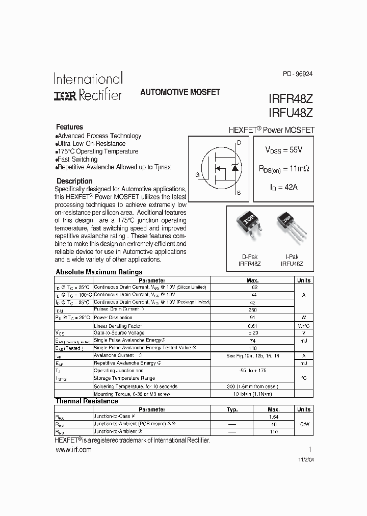 IRFU48Z_823833.PDF Datasheet