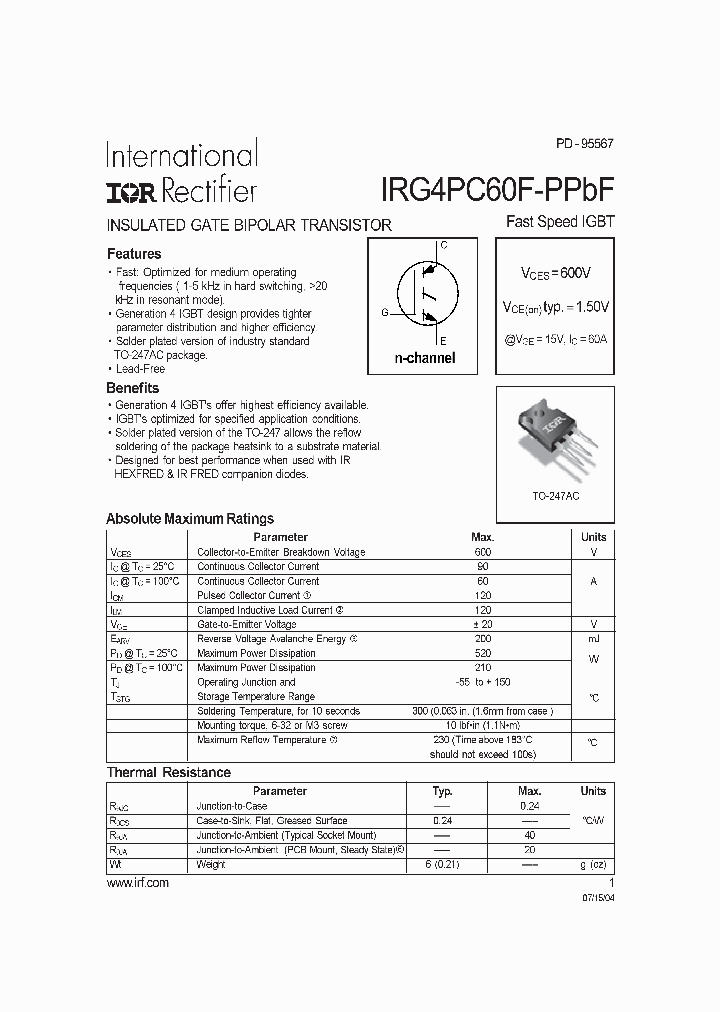 IRG4PC60F-PPBF_702785.PDF Datasheet