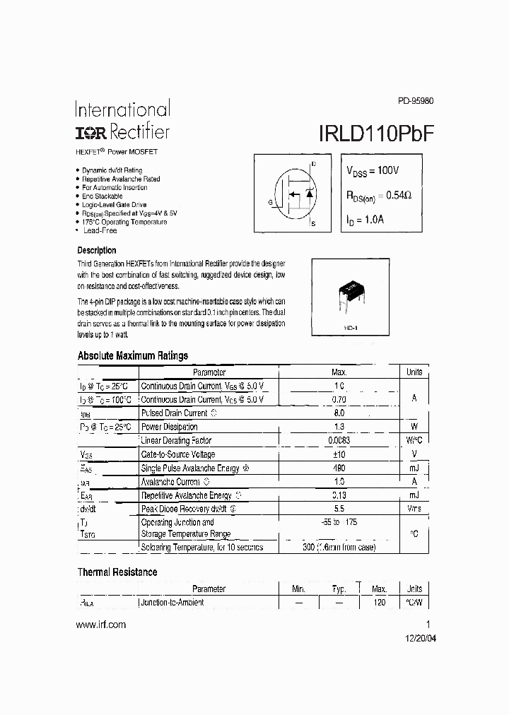 IRLD110PBF_709362.PDF Datasheet