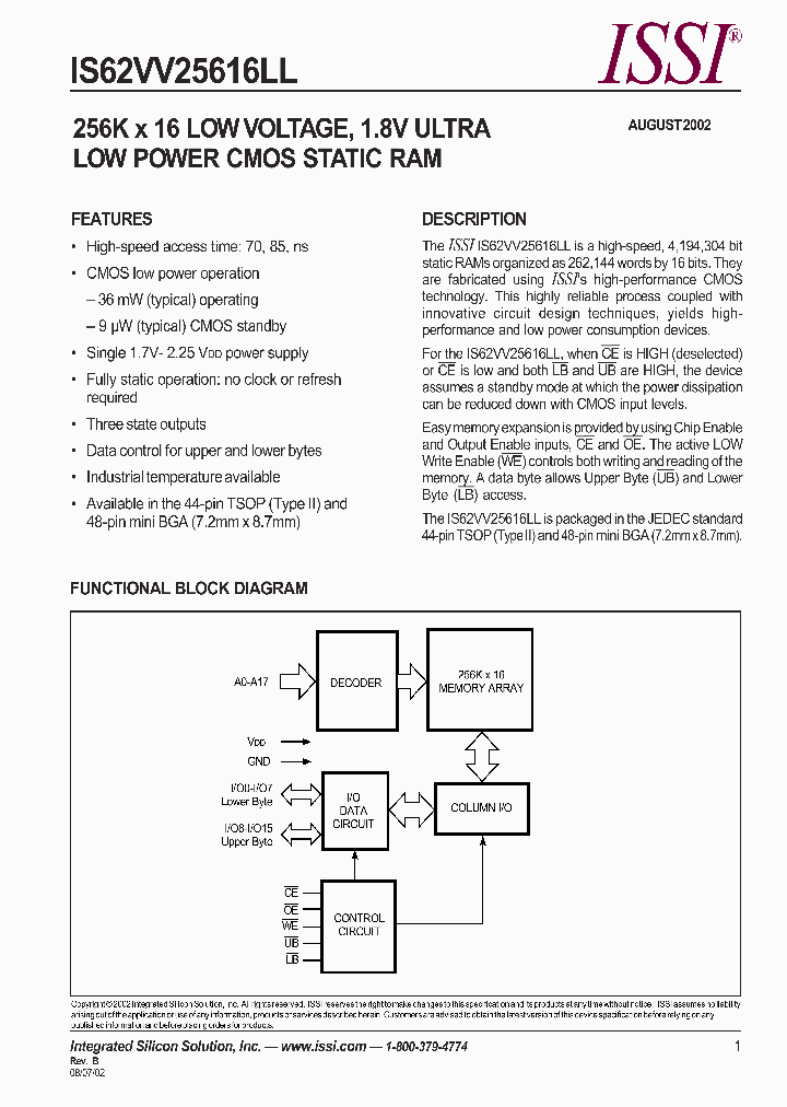 IS62VV25616LL-85M_660446.PDF Datasheet