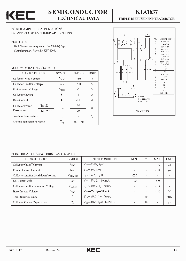 KTA1837_912412.PDF Datasheet