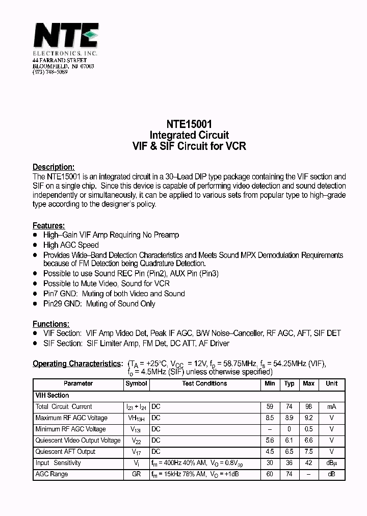 NTE15001_802898.PDF Datasheet