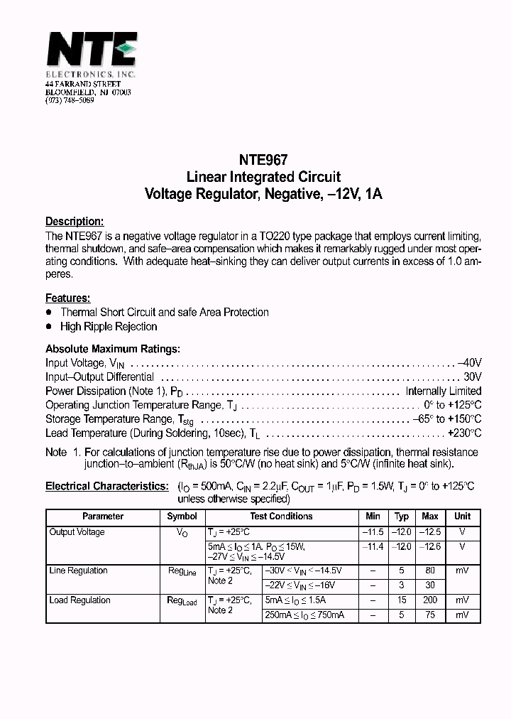 NTE967_1021189.PDF Datasheet