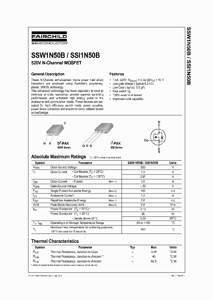 SSW1N50B_1020536.PDF Datasheet