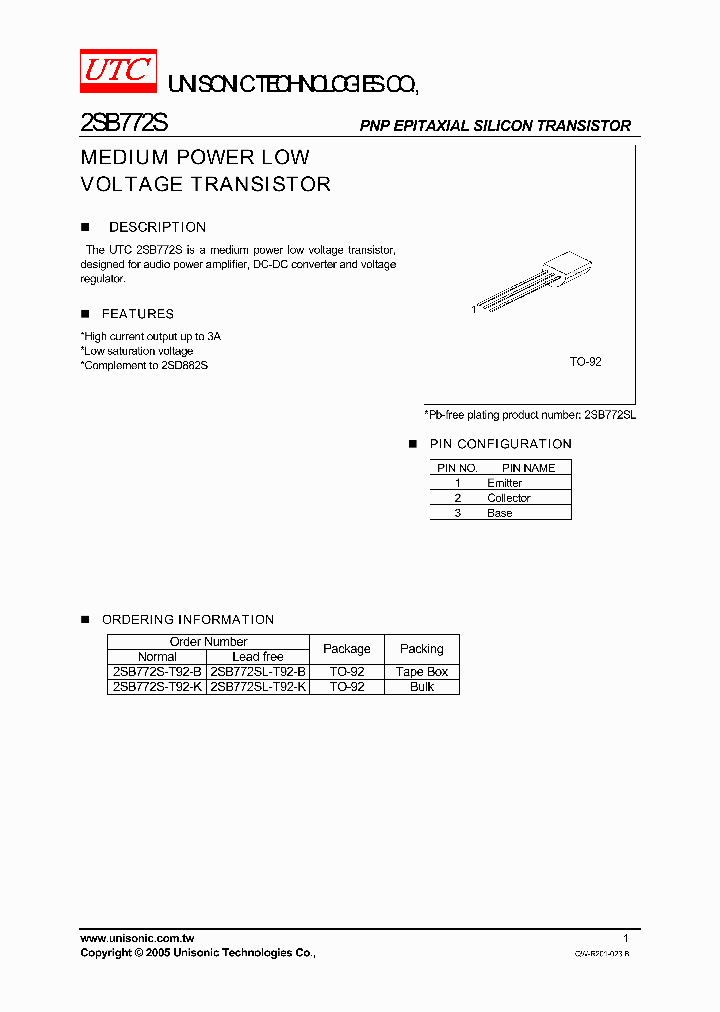 2SB772SL-T92-K_1195247.PDF Datasheet