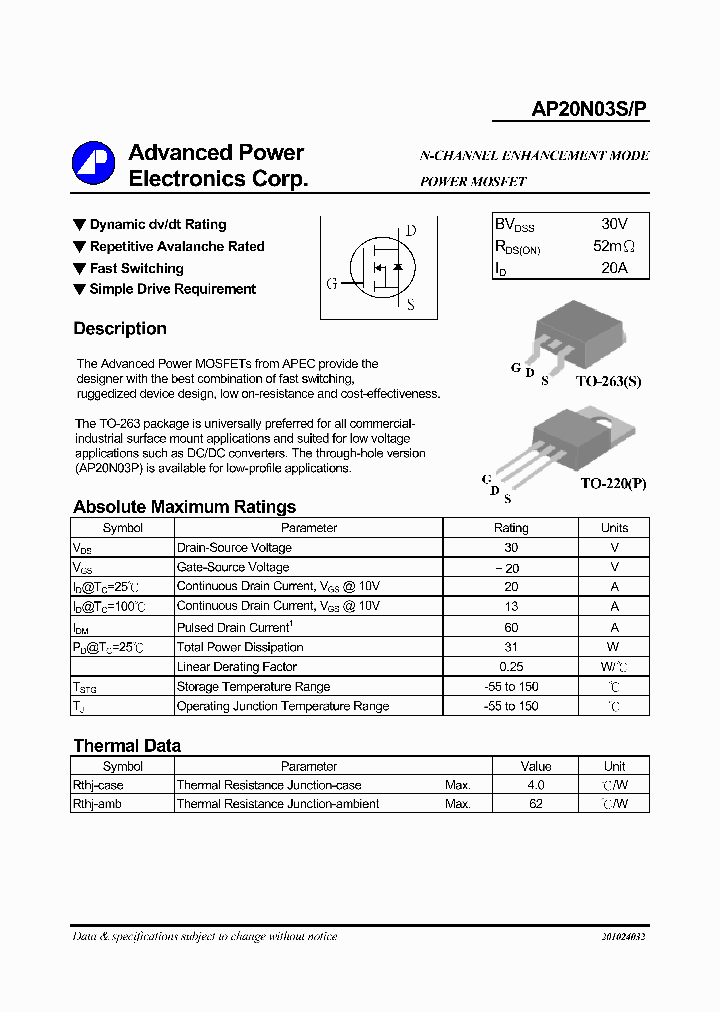 AP20N03S_1210473.PDF Datasheet
