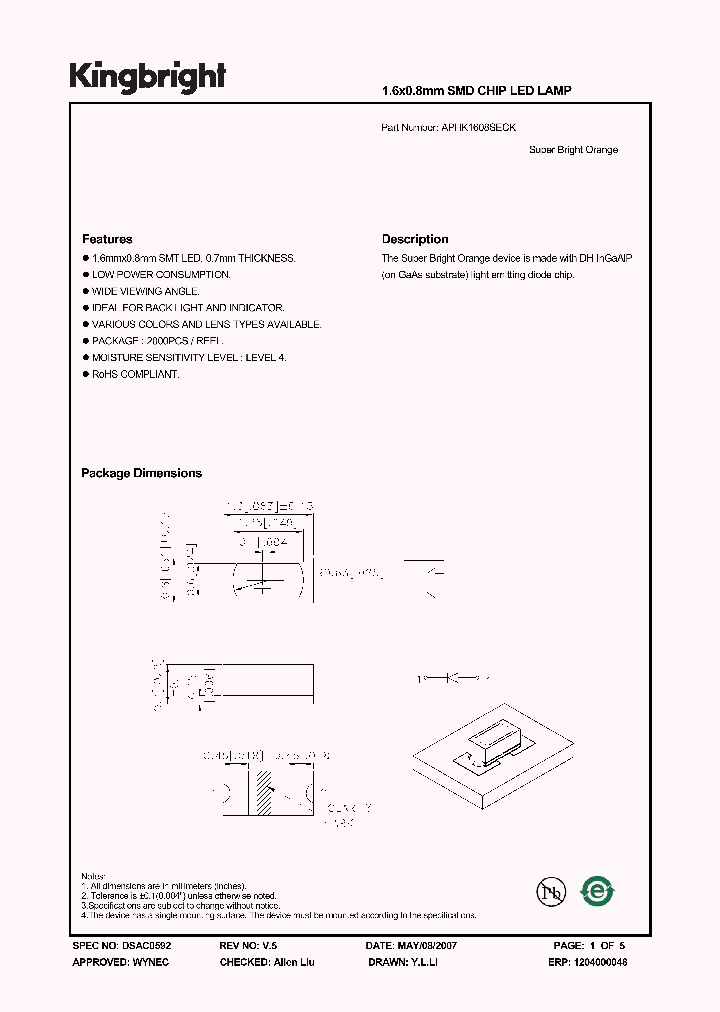 APHK1608SECK_1210889.PDF Datasheet