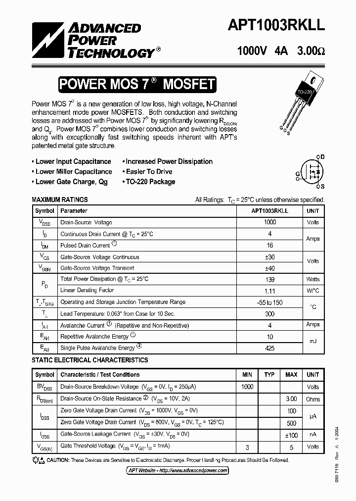 APT1003RKLL_1211249.PDF Datasheet