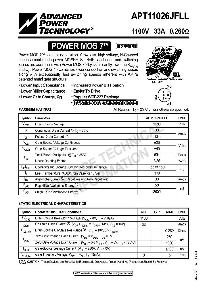 APT11026JFLL_1211317.PDF Datasheet