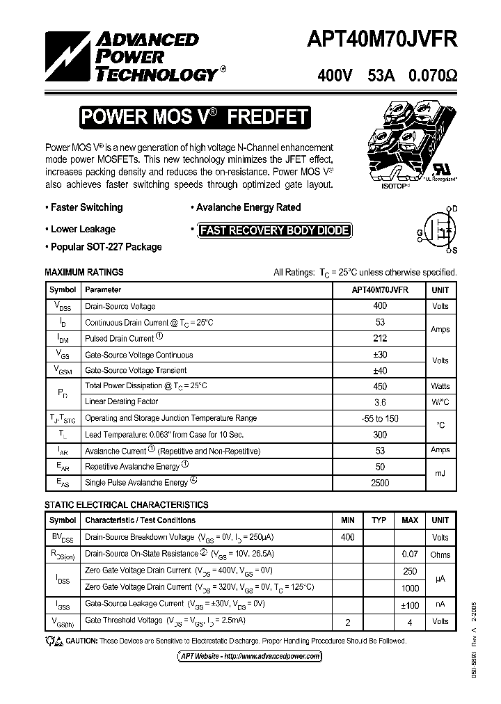 APT40M70JVFR_1211654.PDF Datasheet