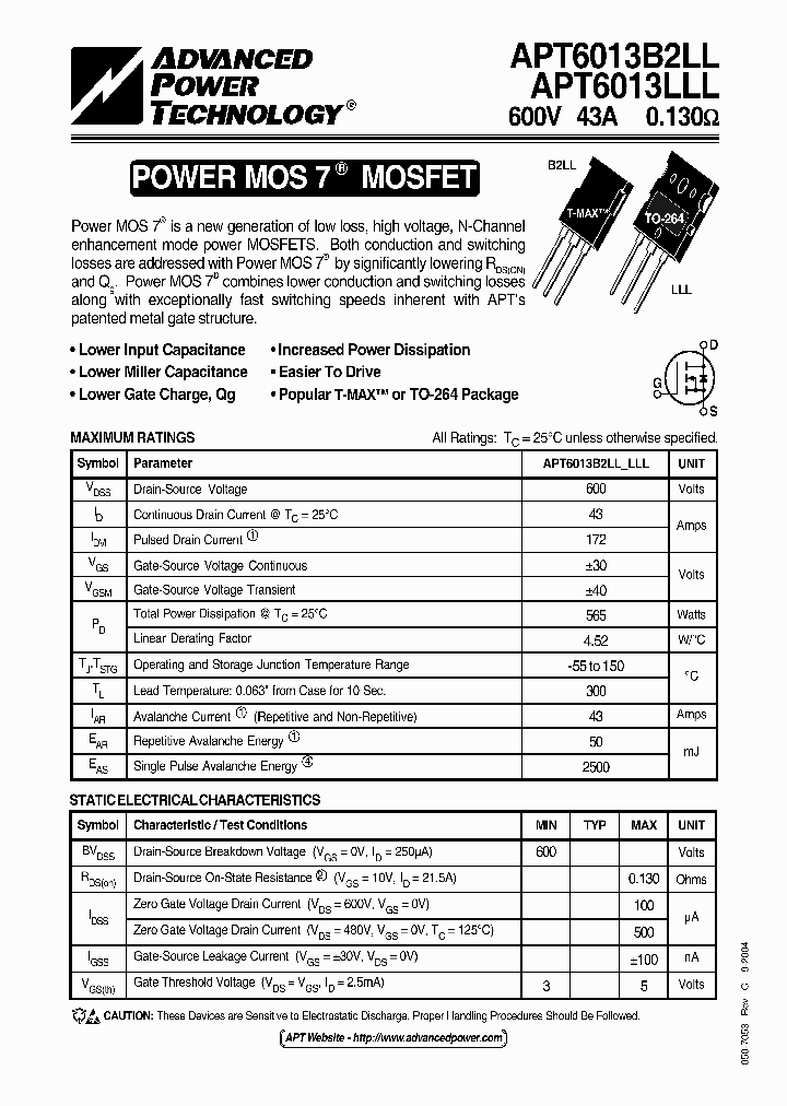 APT6013B2LL_1066741.PDF Datasheet
