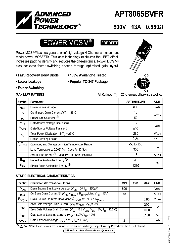 APT8065BVFR05_1211985.PDF Datasheet