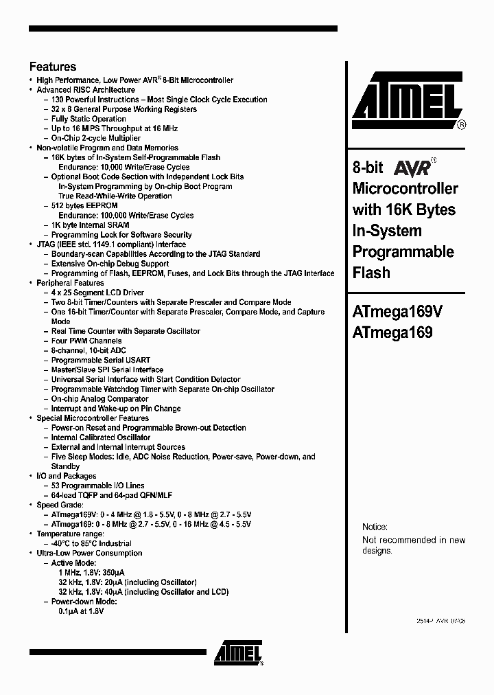 ATMEGA169V-8AI_1107717.PDF Datasheet