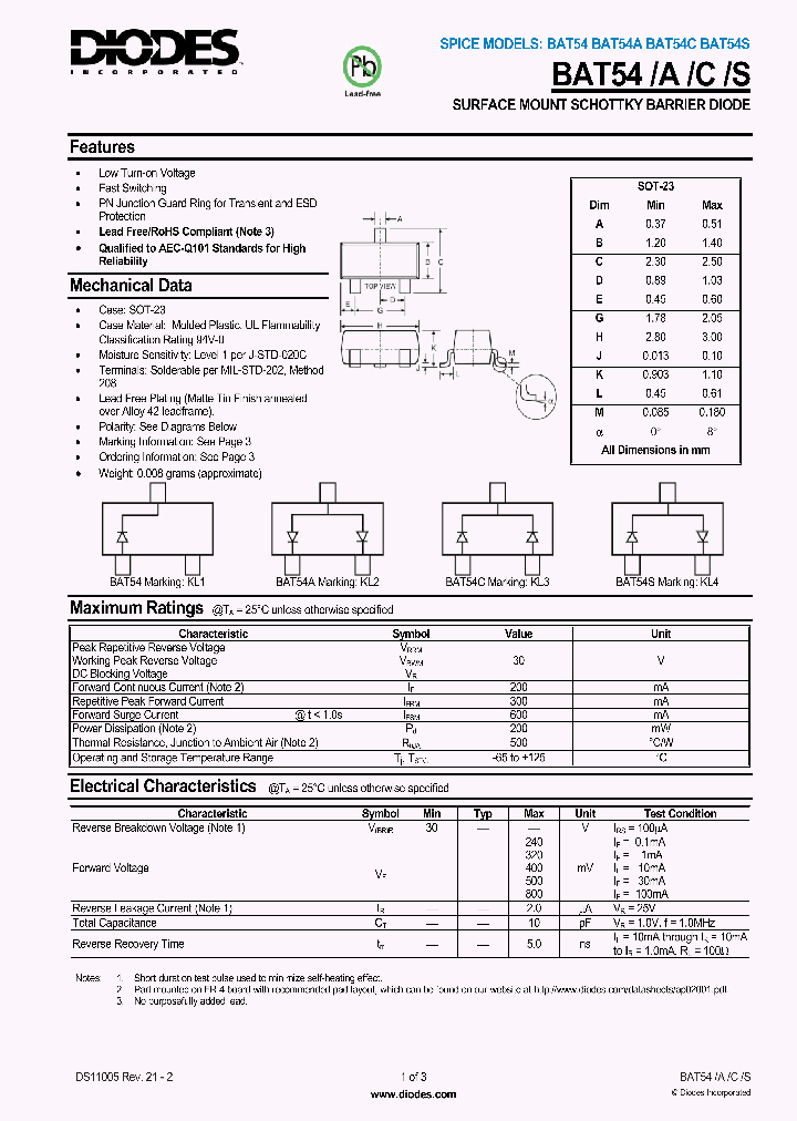 BAT54C-7-F_1030982.PDF Datasheet