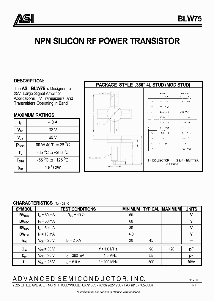 BLW75_1161062.PDF Datasheet