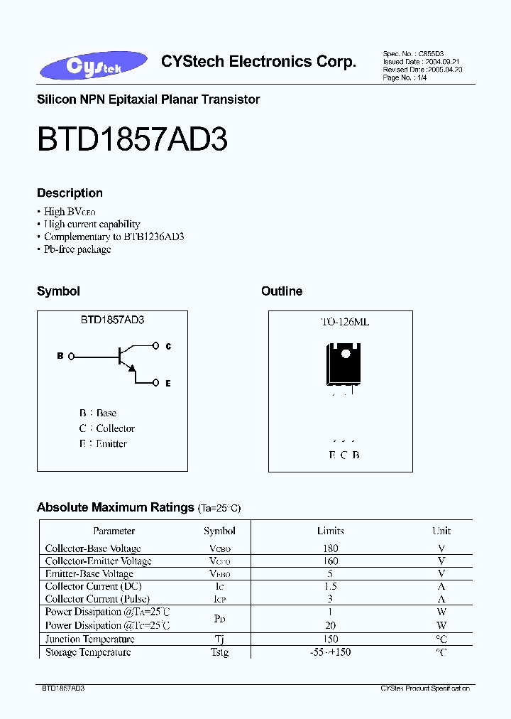 BTD1857AD3_1221224.PDF Datasheet